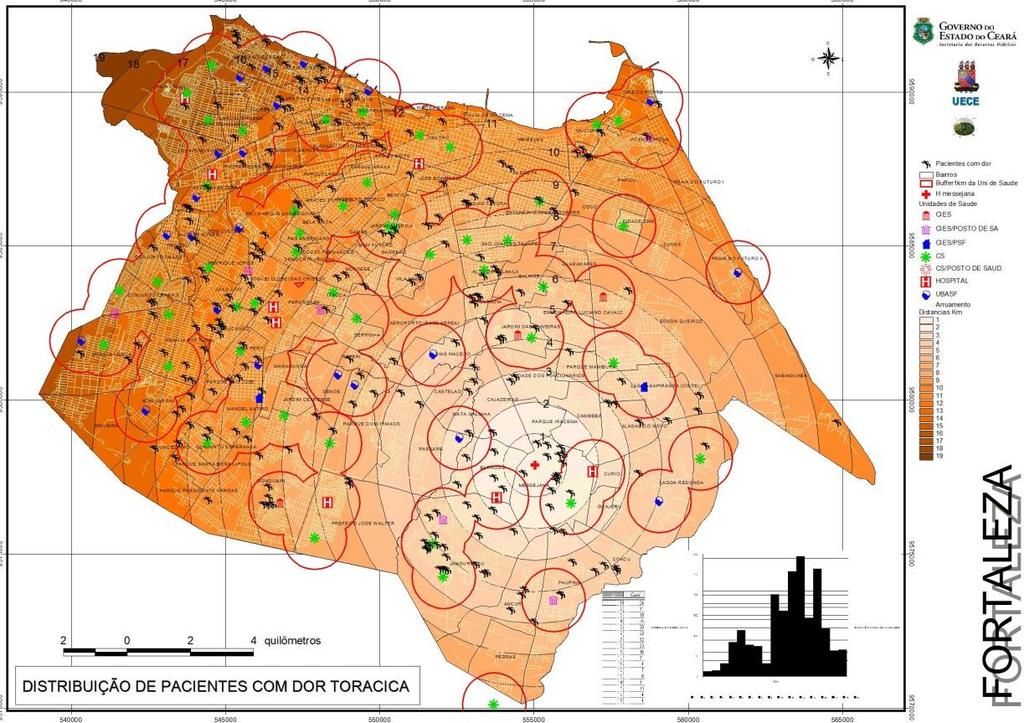 Figura 1: Imagem mostrando a analise geoespacial da dor torácica da cidade de Fortaleza, Ce.