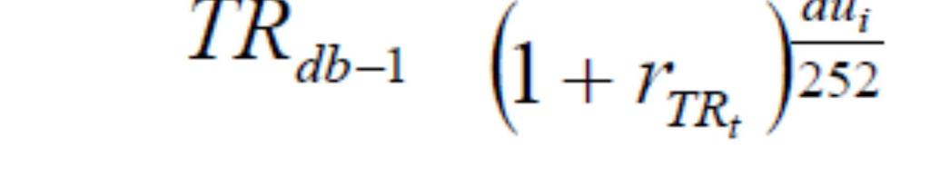 Onde: a. P = preço teórico do título; b. TR t = número índice da TR na data de avaliação; c. TR db = número índice da TR na data-base menos um dia; d.