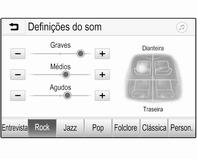Se necessário, desloque-se através da lista de opções do menu e seleccione Definições do som. O menu respectivo é apresentado.