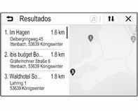 Se pretendido, definir a localização à volta da qual se pretende procurar PI, utilizando para esse efeito a introdução com o teclado no segundo campo de introdução (predefinição: Próximos) e, em