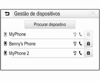 56 Telemóvel Se não estiver ligado nenhum telemóvel, também é possível aceder ao menu Gestão de dispositivos através do menu do telemóvel: Premir ; e, depois, seleccionar Telemóvel. 3.