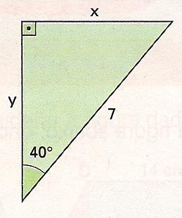 2. Sabendo que sen40º = 0,64; cos40º = 0,77 e tg40º = 0,84 calcule as medidas x e y indicadas no triângulo retângulo. Atividade 3- Ângulos Notáveis.
