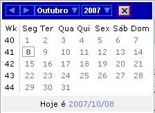 2.4.2 Calendário Este ecrã permite ao utilizador visualizar um calendário onde poderá navegar entre os vários meses e anos, com o objectivo de seleccionar a data pretendida para determinado campo.