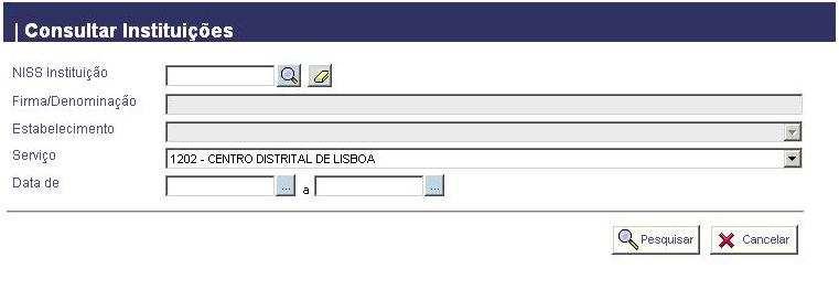 3.2.2 Pesquisar Instituições Dependendo da informação de que disponha, o utilizador poderá efectuar a consulta através