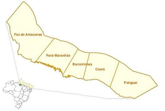 1.1. ÁREA DE ESTUDO A área de estudo compreende as bacias da margem Equatorial: Foz do Amazonas, Pará-Maranhão, Barreirinhas, Ceará e Potiguar, destacadas na figura 1.