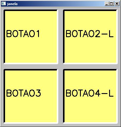 cria(point( 10, 10),Point(189,189),"BOTAO1"); Botao b2; b2.cria(point(210, 10),Point(389,189),"BOTAO2-D","BOTAO2-L"); Botao b3; b3.