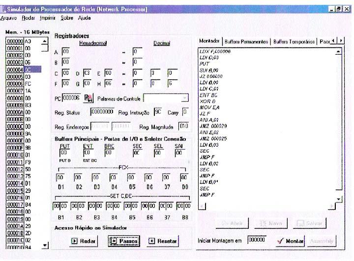 Trabalhos Relacionados 23 Figura 2-4 - Interface Principal do NPSIM Apenas a primeira interface é fixa.