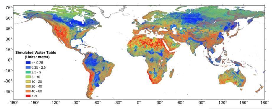 Introdução Na imagem é possível observar a distribuição mundial da água que se encontra nos aquíferos mais superficiais.