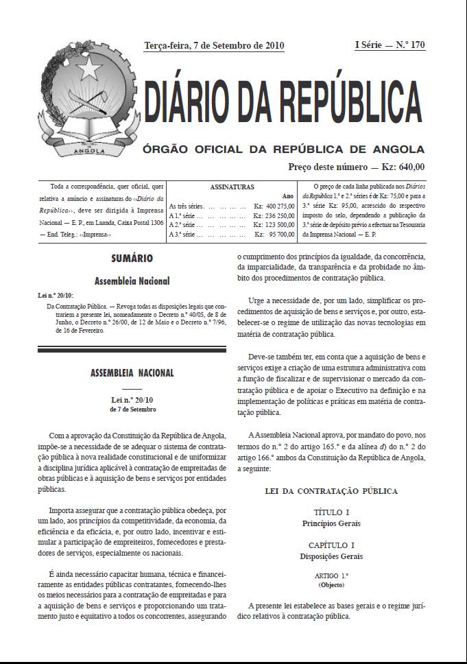 CADERNO DE ENCARGOS Lei Nº 20/10 4º CONSELHO