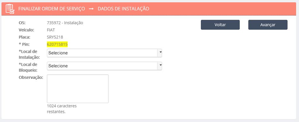 8 REALIZAR VENDA COM SEGURO Coloque as informações do local de instalação e bloqueio e