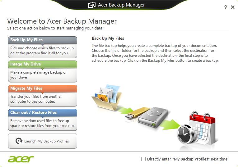Acer Backup Manager - 41 A CER BACKUP MANAGER Acer Backup Manager é um utilitário que lhe permite realizar uma série de funções de salvaguarda cada qual realizada em apenas três simples passos.