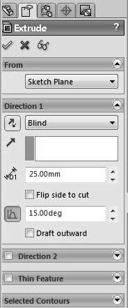 Clicar no botão Extruded Cut na barra de ferramentas Features; 2.