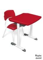 60074 60075 Conjunto Escolar composto de 01 mesa e 01 cadeira para crianças de 1,33 m a 1,59 m - Mesa: 1 (uma) mesa com tampo em MDP, revestido na face superior de laminado melamínico de alta