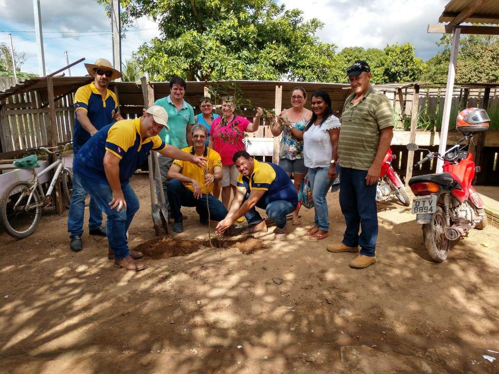 no processo de arborização da cidade. Foram plantadas 90 mudas de Jacarandá na Escola Municipal Machado de Assis.