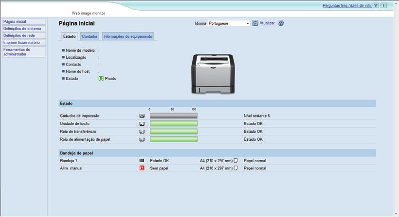 Se utilizar a impressora monofunção Pode alterar a chave de encriptação do Wi-Fi Direct utilizando o Web Image Monitor ou Smart Organizing Monitor.