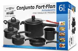 Linha PRESENTE e EMBALADOS Conjunto Paneleiro FortFlon c/ Panela de Pressão 6 pçs 4034 12 4,50