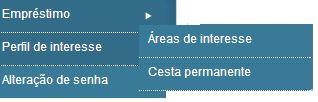 Meu Pergamum - Menu Perfil Interesse Permite que o usuário defina as áreas, assuntos e/ou autores que são do seu interesse em receber as novas aquisições dos Câmpus através do Disseminação Seletiva