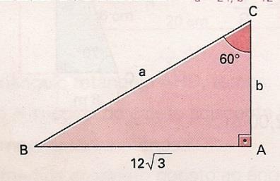 3,78 E) 19,26 e 3,78 18ª Questão: Considerando o triângulo retângulo ABC, DETERMINE as medidas a e b indicadas.