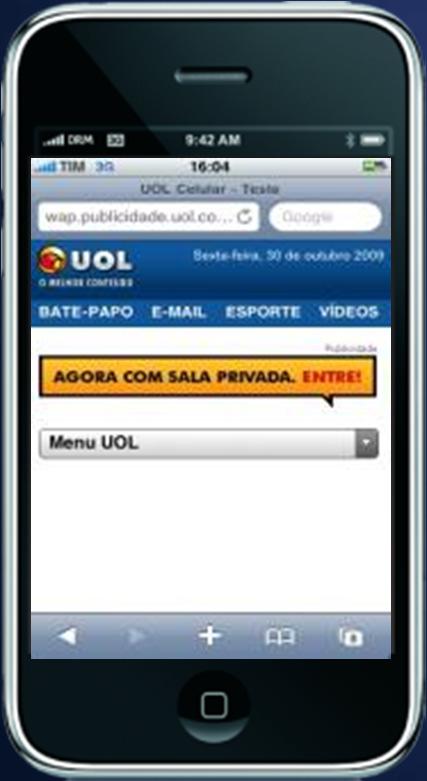 Banner Mobile Dispensa site móvel. O cliente visualiza sua oferta e liga diretamente do banner para você.