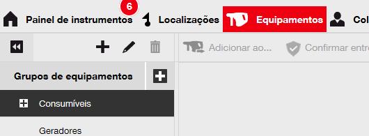 Como editar um equipamento? 1. Clique em equipamentos na barra de navegação principal. 2.