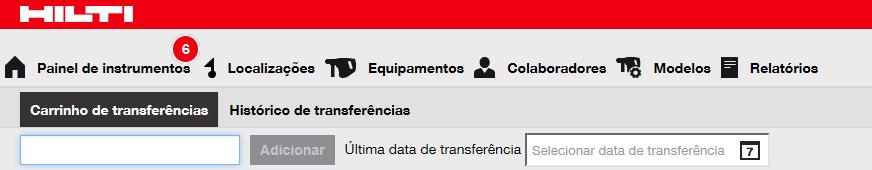 Forma alternativa de transferir um equipamento para outra localização: 1.