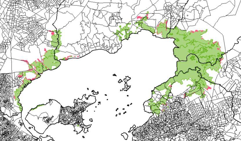 Resultados Mapeamento do manguezal do setores censitários Setores censitários com área de mangue suprimido acima de 0,15km² Município Código setor (IBGE) Área suprimida km² São Gonçalo
