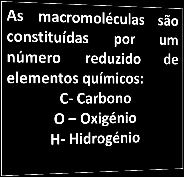 de grandes dimensões, as MACROMOLÉCULAS.