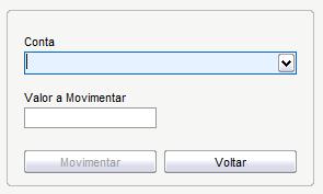 Para realizar uma transferência do cartão do transportador para uma conta bancária, selecione uma conta, aponte o valor a ser transferido e clique em Movimentar.