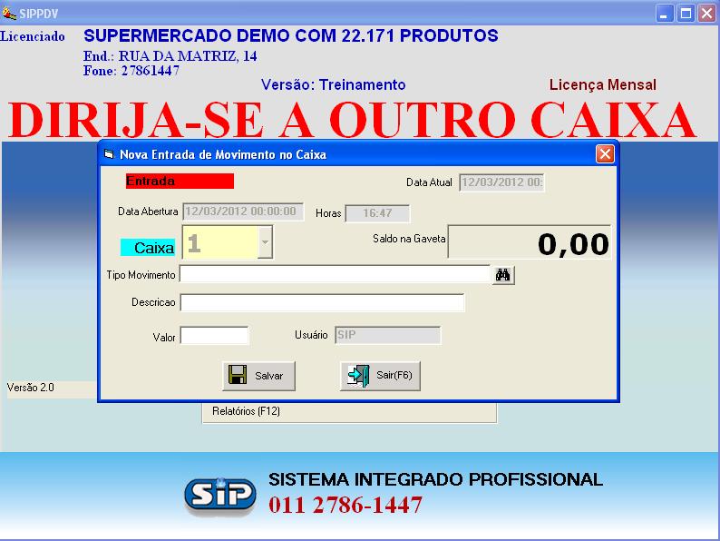 Ao pressionar acionar este recurso o sistema irá abrir a seguinte tela.