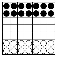 Avanço Autor: Dan Troyka, 2000 Material Um tabuleiro quadrado 7 por 7. 14 peças brancas e 14 peças negras.
