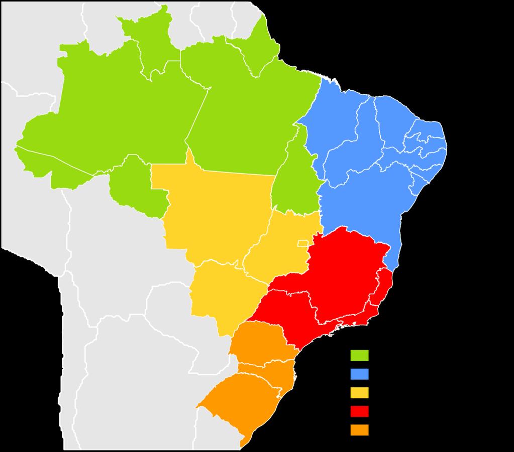 b) Escreva o nome de cada uma no mapa do Brasil. Brasil: divisão regional Fonte: atlas geográfico escolar: Ensino Fundamental - do 6o ao 9o ano.