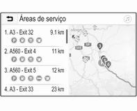 40 Navegação É apresentado um d vermelho na respectiva localização e a morada correspondente é mostrada numa etiqueta. Para voltar à localização atual, selecionar Recentrar no fundo do ecrã.