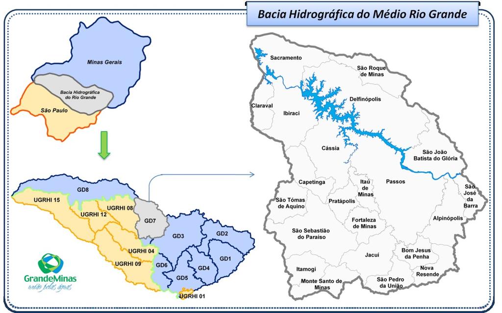 Figura 2 - Localização da Bacia Hidrográfica do Médio Rio Grande.