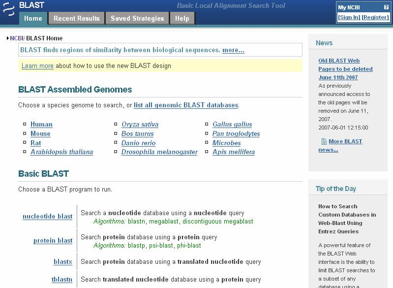 BLAST 1990 BLAST http://www.ncbi.nlm.nih.