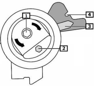 8) Afrouxe o parafuso do rolo tensor (1) KD459.