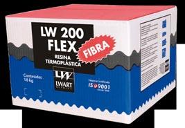 LW 200 FLEX FIBRA Resina Termoplástica Descrição LW 200 Flex Fibra é um revestimento impermeabilizante flexível à base de resinas termoplásticas, cimento, aditivos minerais e fibras sintéticas,