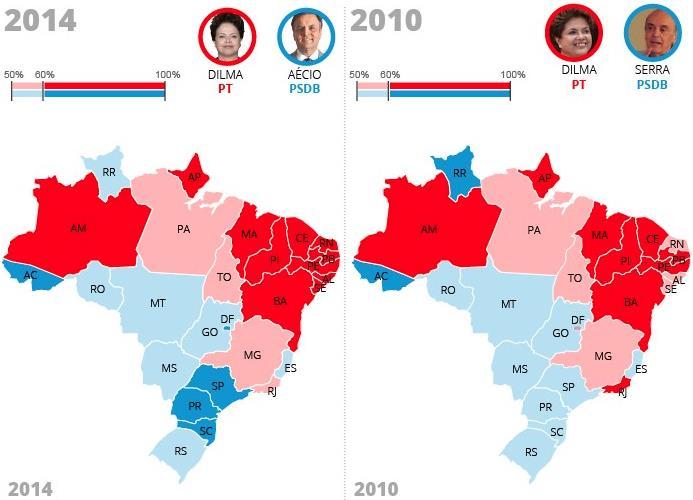 O país que saiu das urnas: um país dividido As divisões regionais tornaram-se mais nítidas do que