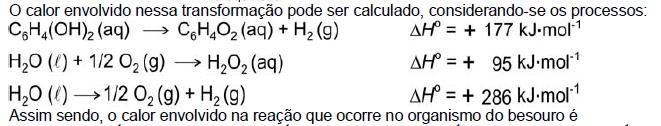 hidrogênio e enzimas, que romovem uma reação exotérmica, reresentada or: O calor envolvido nessa