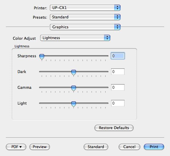 Equilíbrio de cores A partir do menu de contexto [Color Adjust], seleccione [Color Balance]. Verificar as definições de impressão Seleccione o menu de contexto [Summary] na folha de impressão.