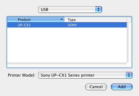 2 Clique no botão [Add]. É apresentado o seguinte ecrã. Utilizar mais do que uma impressora 3 No menu de contexto, seleccione [USB].