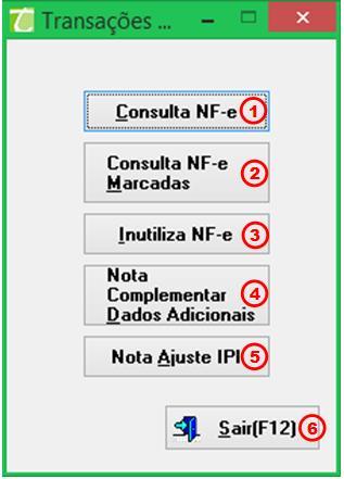 NF-e Esta opção possibilita a realização de consultas referentes às notas fiscais eletrônicas e também permite realizar outras funções como Inutilização de nota fiscal eletrônica, realizar uma nota