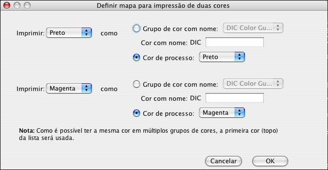 SPOT-ON COM MAPEAMENTO DE IMPRESSÃO COM DUAS CORES 24 5 Clique duas vezes em uma das linhas de cor. A caixa de diálogo Definir mapa para impressão com duas cores é exibida.