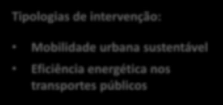 Eixo 4 - Apoiar a transição para uma economia de baixo teor de carbono em todos os sectores Beneficiários 8,85 M (FEDER) Administração Pública Central, Regional e Local; Empresas públicas ou privadas