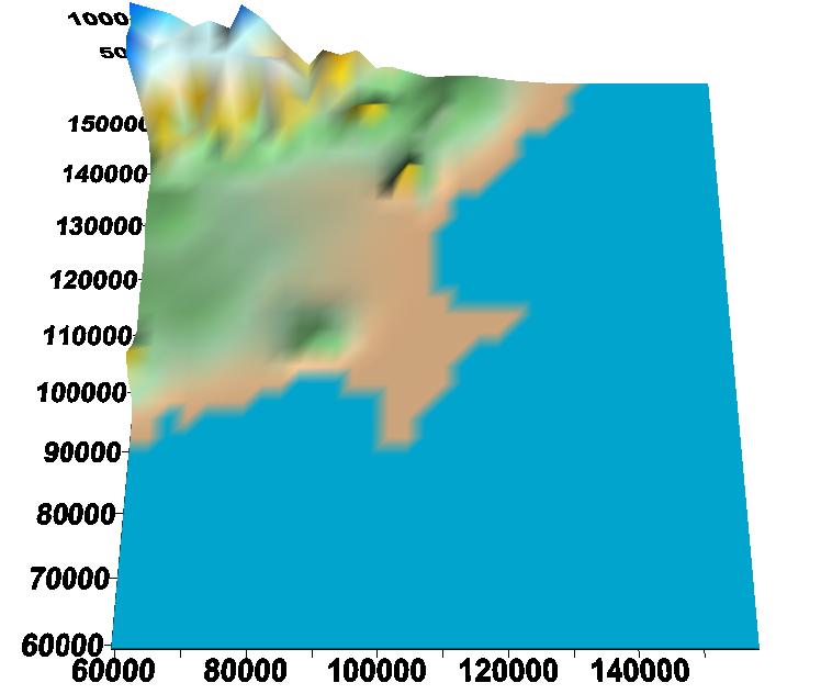 foram adicionados 8 pontos de grade, com espaçamento variando de 3,6 km a 12,9 km (PG de razão 1,2), totalizando um domínio de 218 km x 218 km (50 x 50 pontos de grade), a fim de minimizar a