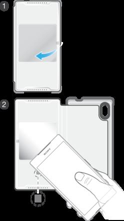Ao fechar a tampa, a função de janela inteligente ficará ativa e os widgets selecionados na barra de status do smartphone ou na tela inicial serão exibidos