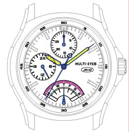 MODE D EMPLOI DU MOUVEMENT DE MONTRE MIYOTA N DE CALIBRE,, MULTI CADRANS AVEC FONCTION DE DATE RÉTROGRADE PILE : SR621SW MODE D EMPLOI A) INDICATIONS ET BOUTONS Aiguille de la date Aiguille des