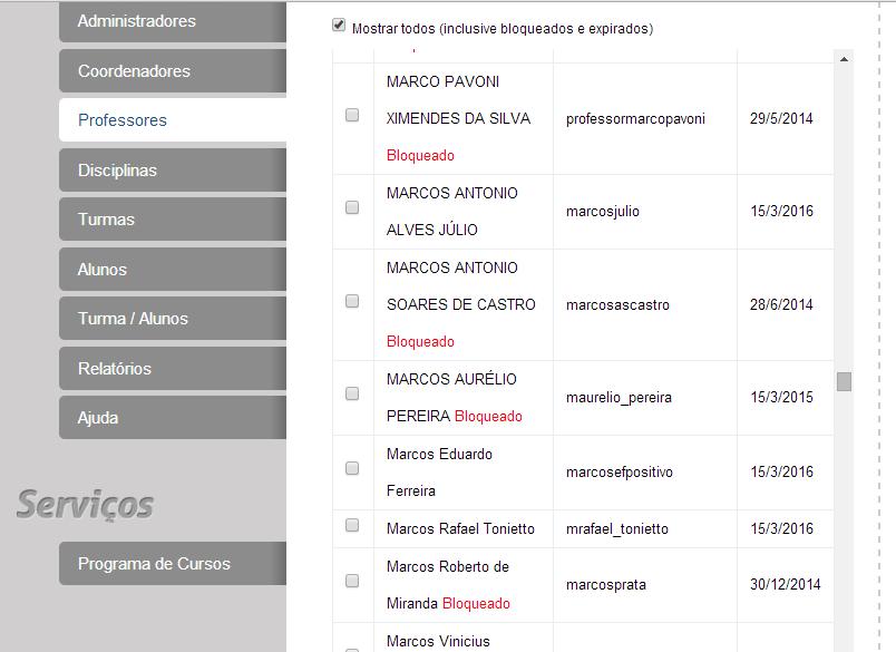 Ao revalidar será apresentada uma mensagem informando que os usuários foram revalidados e aparecerá a nova data de