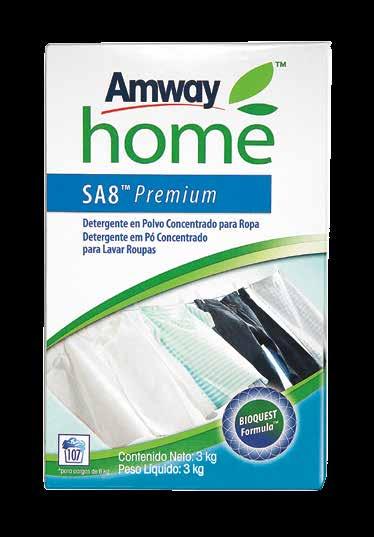 SA8 Premium Detergente em Pó Concentrado* Dissolve-se facilmente e, por isso, ajuda a obter uma limpeza potente, atuando nas manchas e na sujeira. Pode ser utilizado em roupas brancas ou coloridas.
