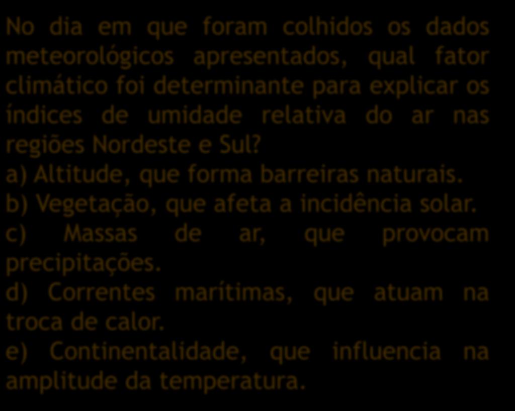 a) Altitude, que forma barreiras naturais. b) Vegetação, que afeta a incidência solar.