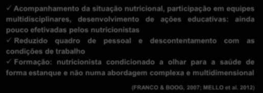 M8 M9 M0 4 Eficácia Alimentar e Nutricional Cardápios municipais: difícil análise estudos referem que os mesmos não atendem a previsão quantitativa de nutrientes Estudo sobre preparações regionais